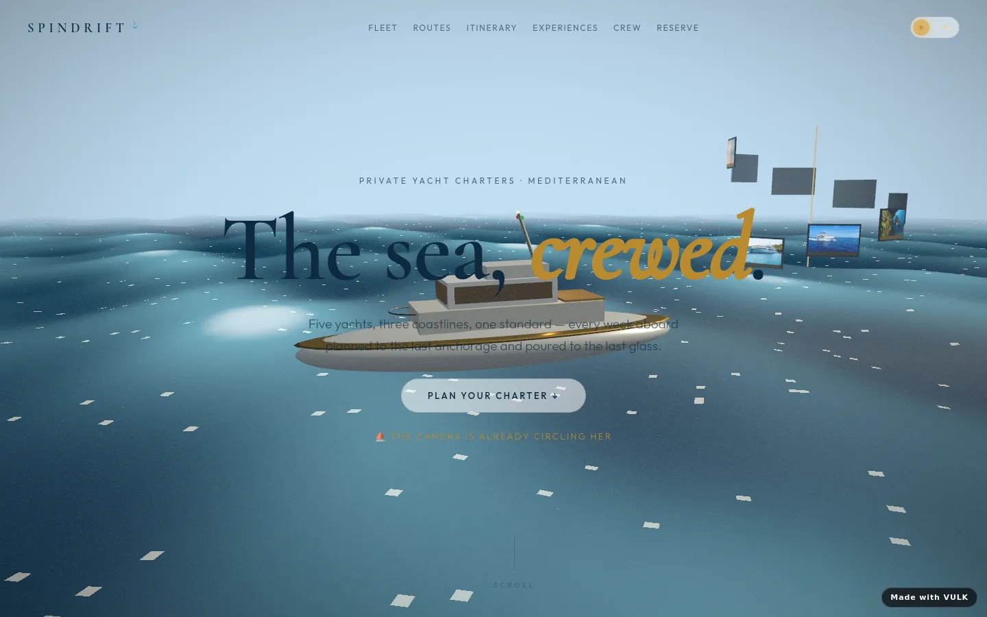 Spindrift — 3D site built with VULK