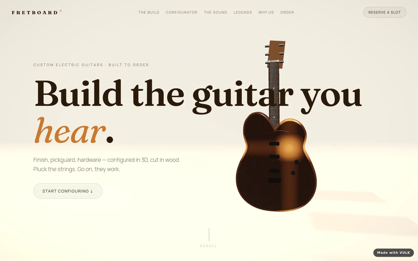 Fretboard — 3D site built with VULK